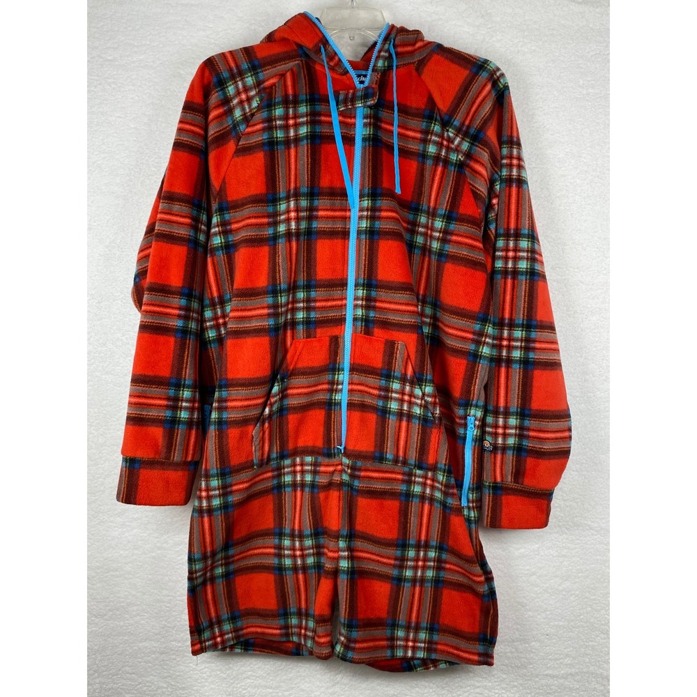 Chubbies Boomshakalaka Red Plaid Fleece Hooded Union Suit One Piece‎ Mens XL